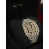 Cartier Santos De Cartier Custom Rose Gold Watch Pave Black 